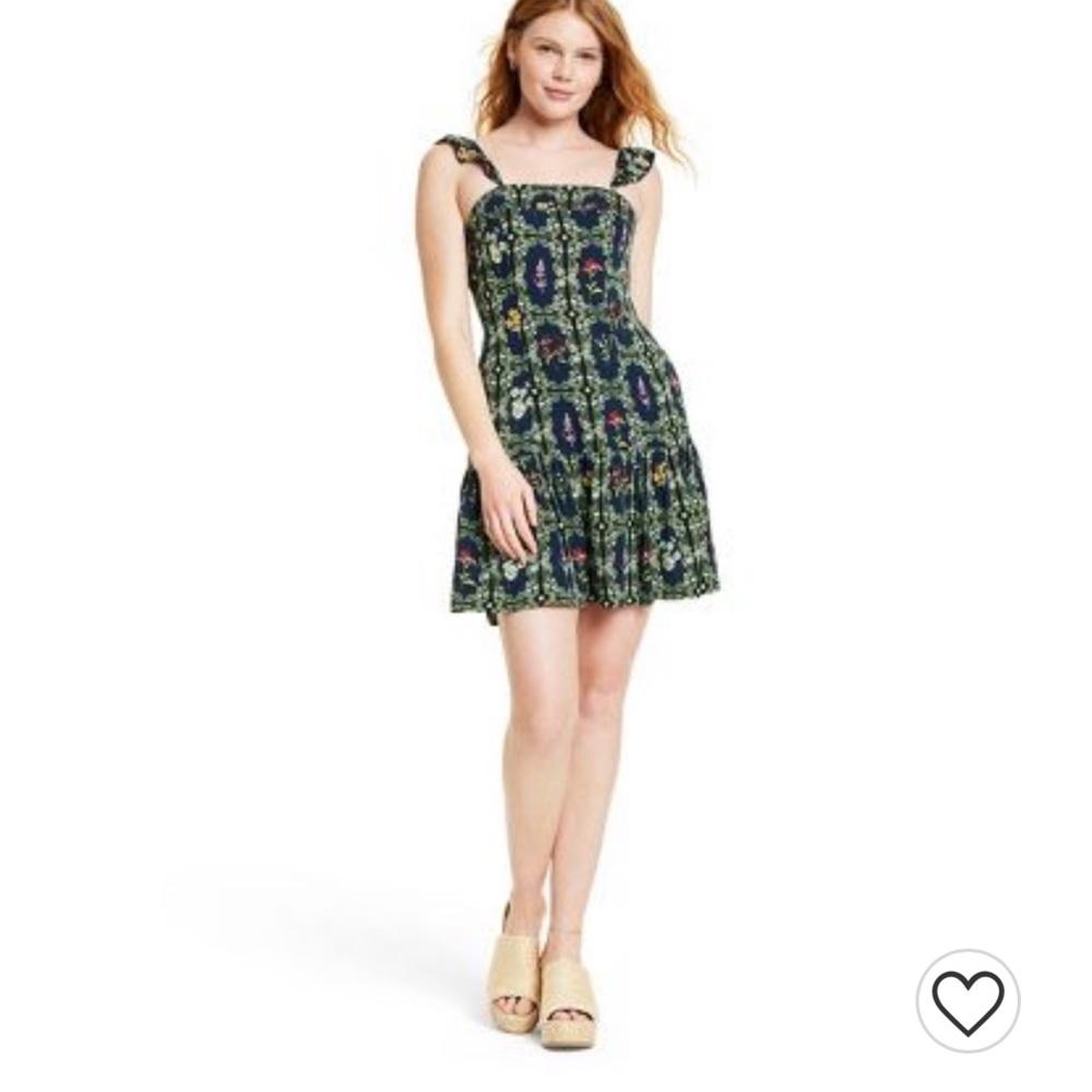 Women’s Dainty floral time print flutter sleeve mini dress Agua Bendita x Target